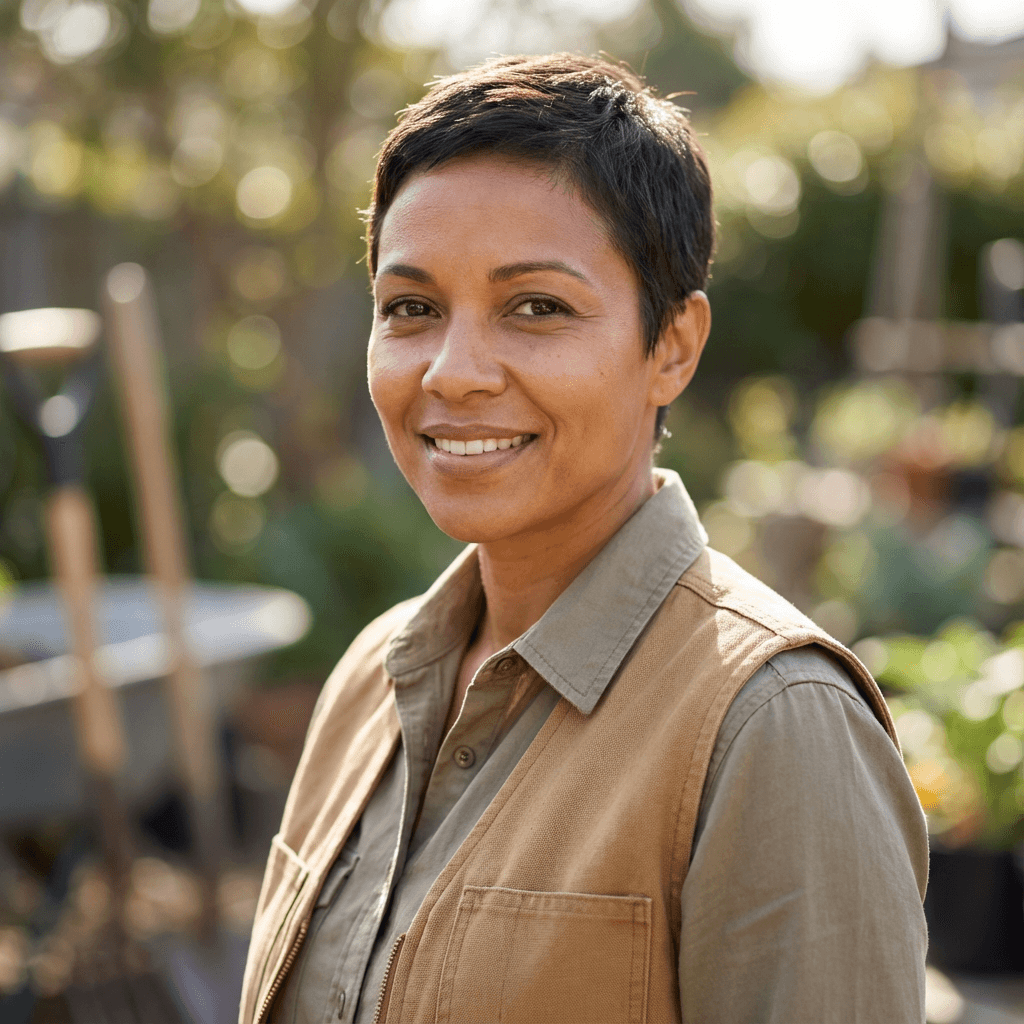 Smiling female homeowner in San Diego