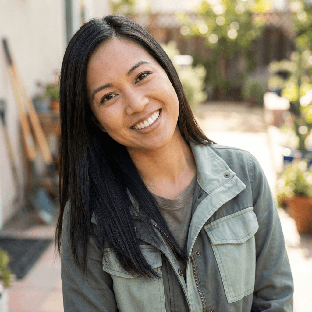 Woman smiling in her home