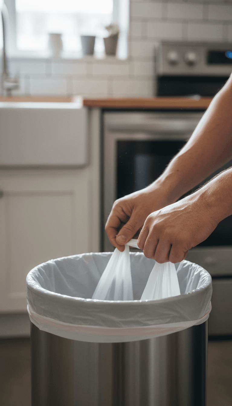 Fresh trash bag in clean bin
