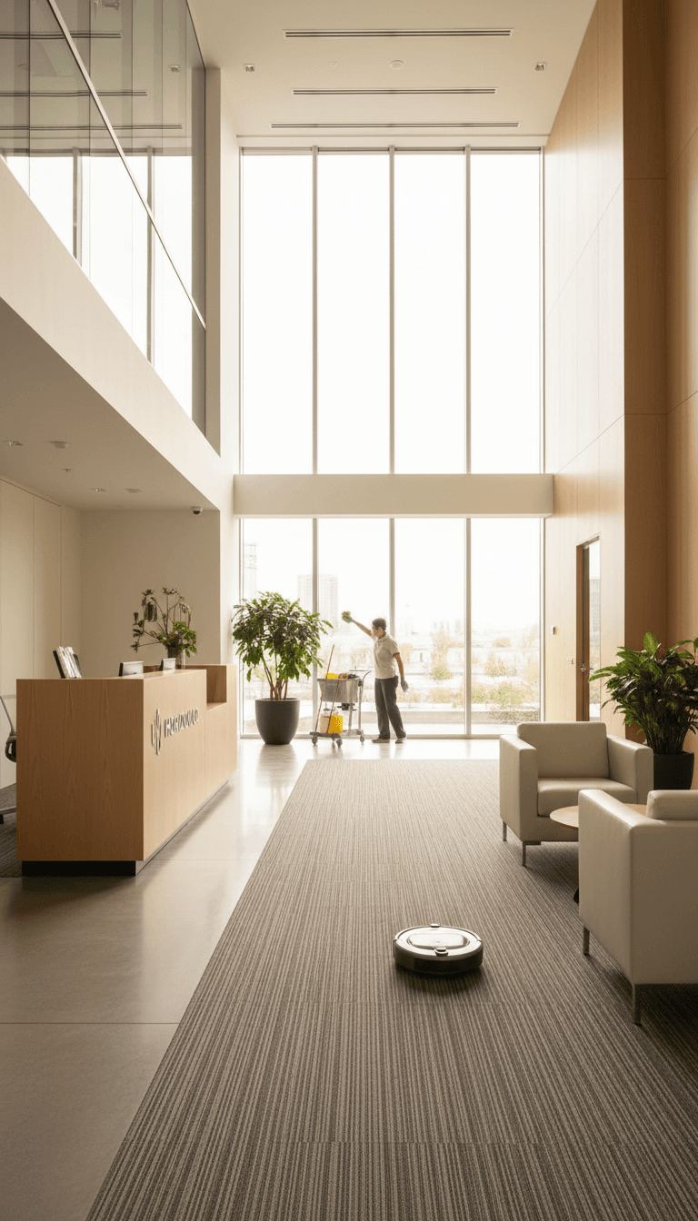 Office common area being cleaned