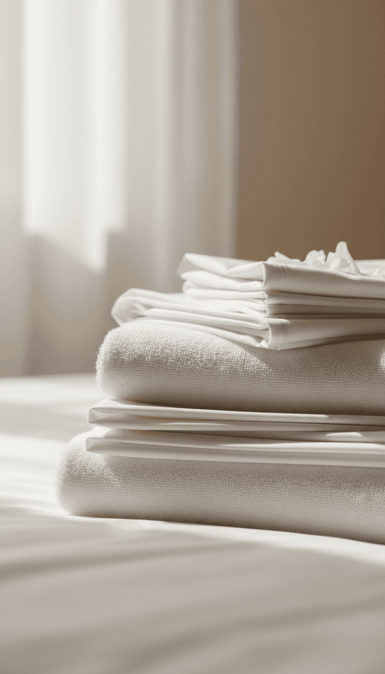 Neatly folded fresh linens