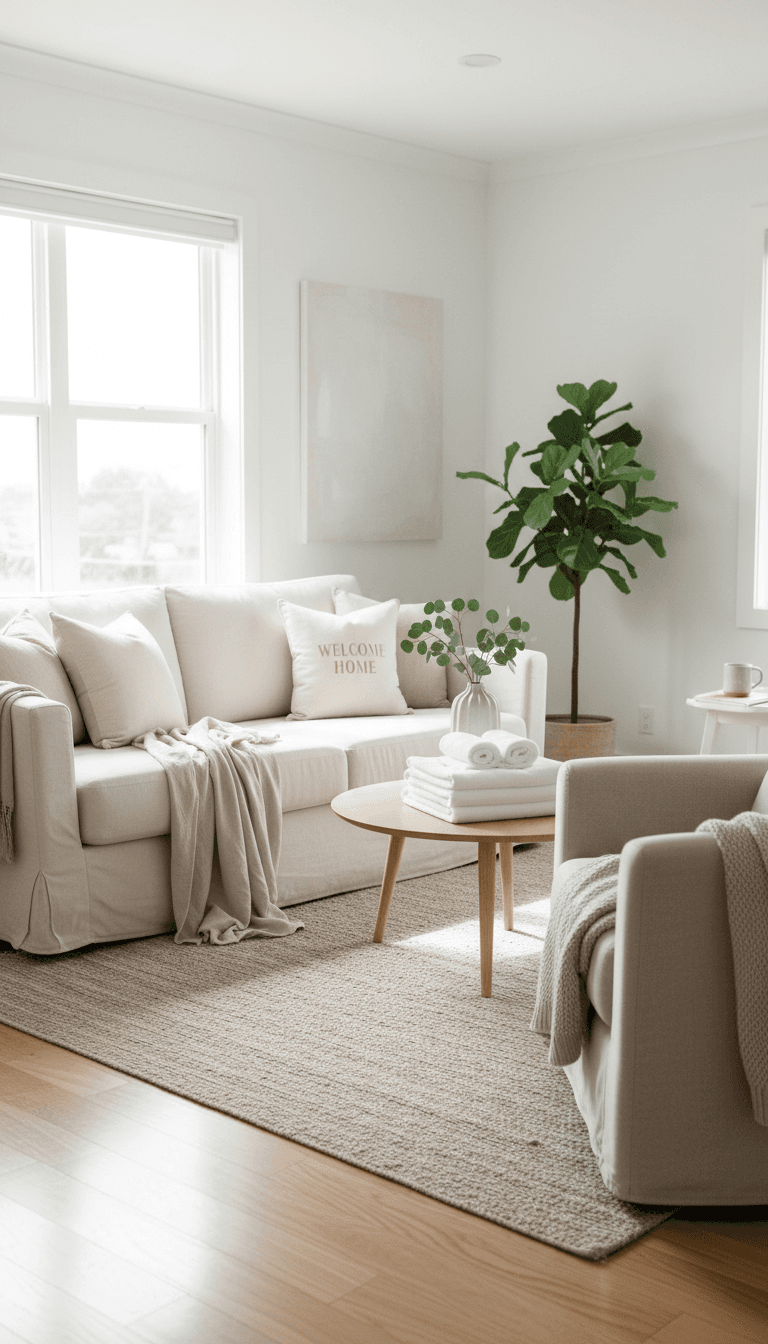 Freshly cleaned living room after turnover